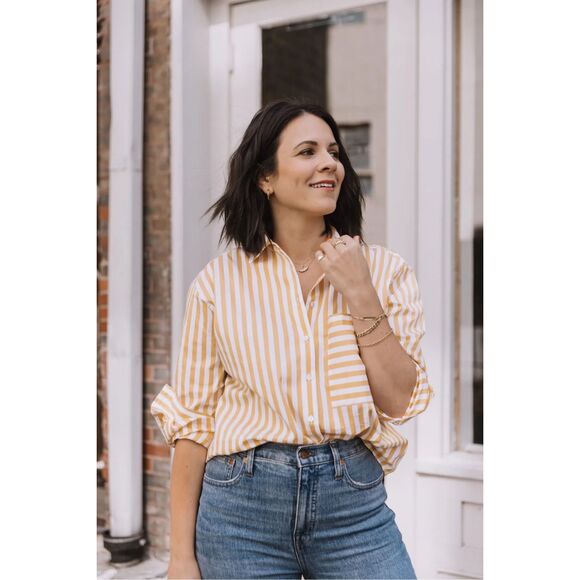 AYR Deep End Buttondown Shirt Size M Yellow Stripe $145.00 - Picture 7 of 12